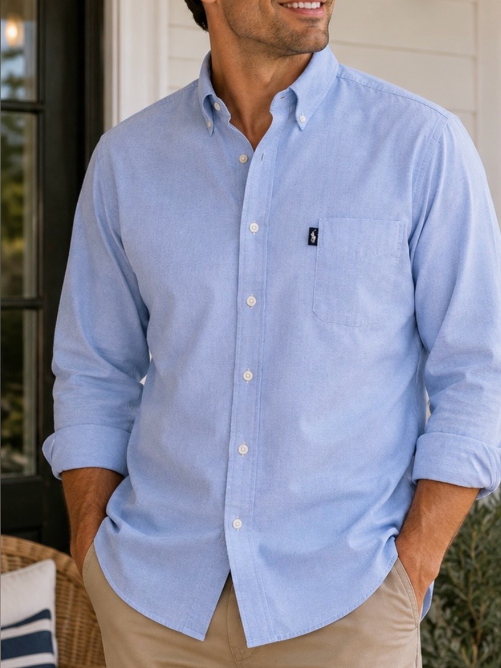 Polo Ralph Lauren Blaire Oxford Shirt Men’s L Blue 100% Cotton *